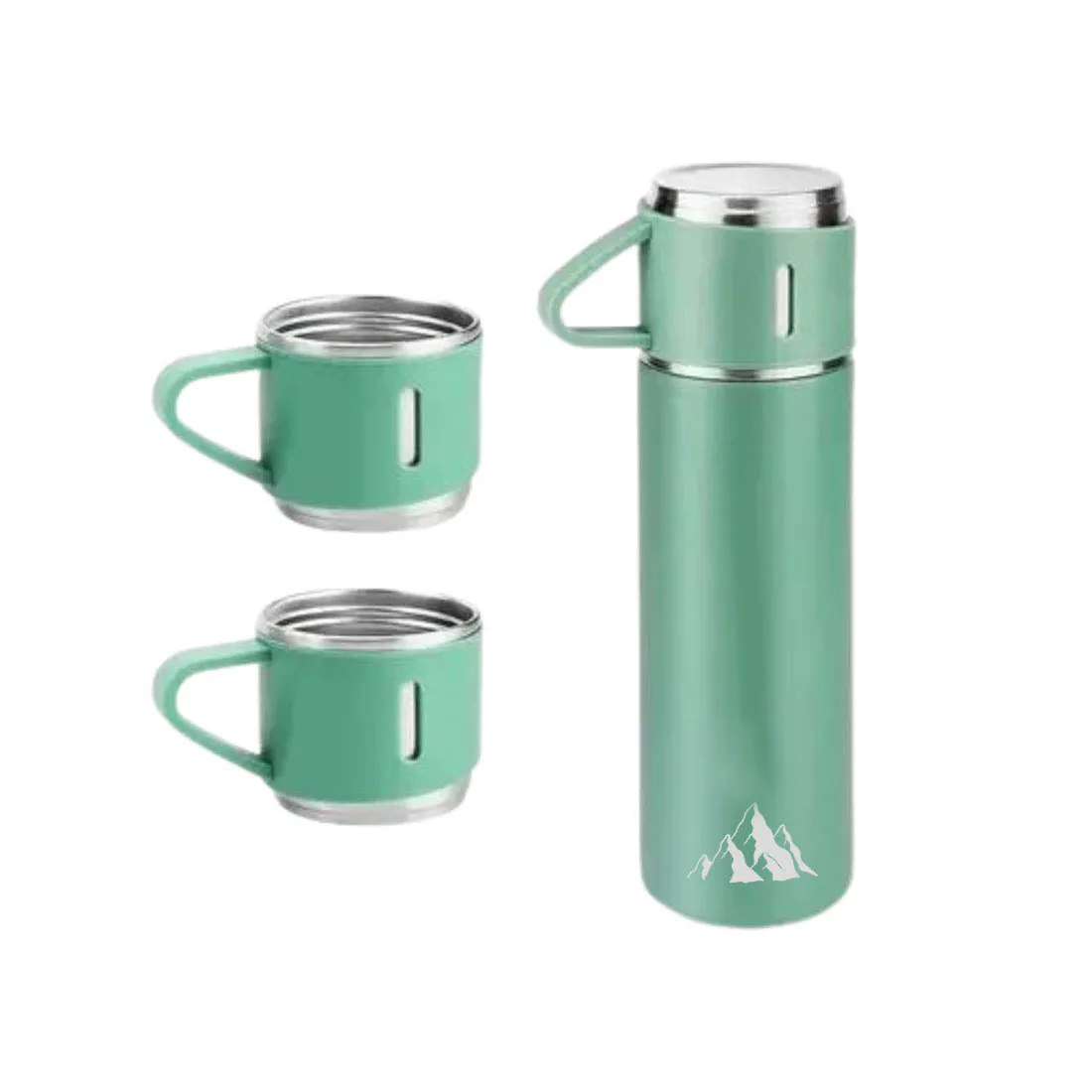 Personalised Tea Flask Thermos With 2 Cups Set - Mountain