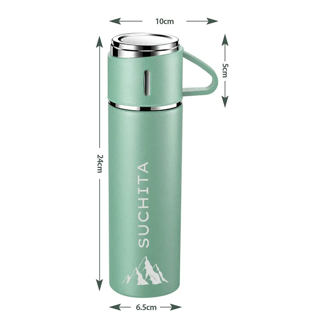 Personalised Tea Flask Thermos With 2 Cups Set - Mountain