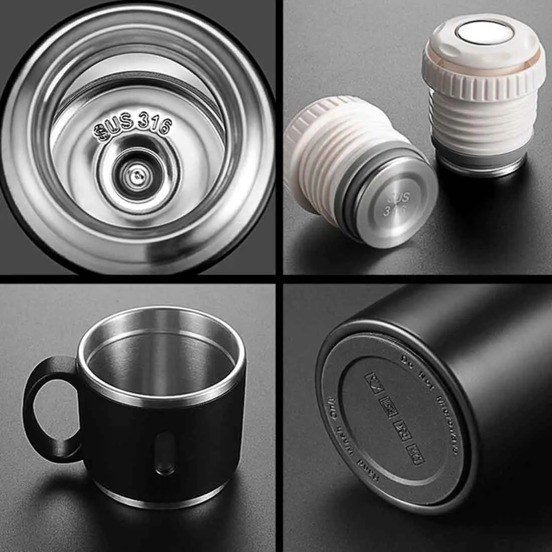 Personalised Tea Flask Thermos With 2 Cups Set - Mountain