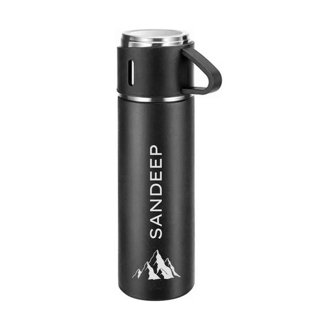 Personalised Tea Flask Thermos With 2 Cups Set - Mountain