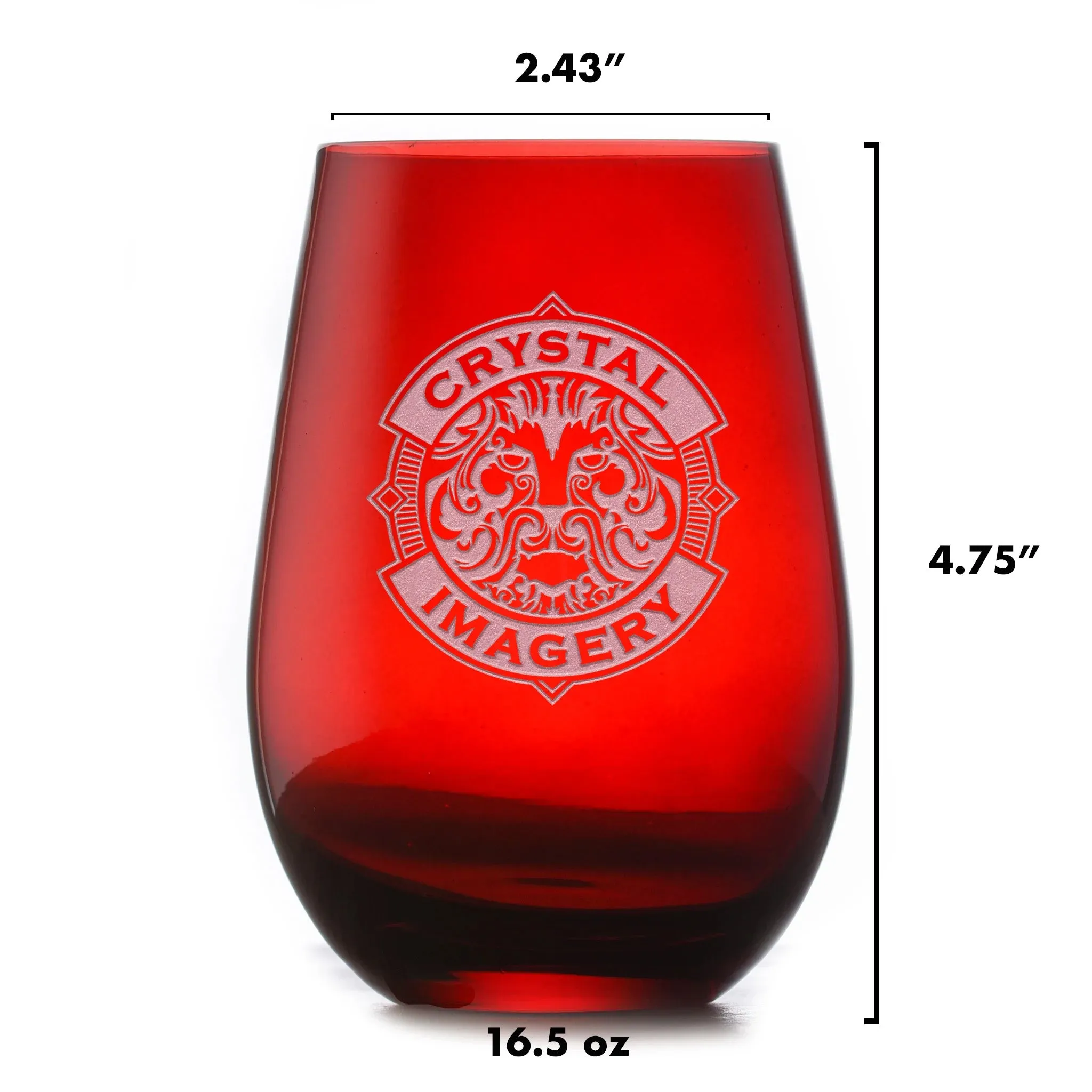 Personalized Red Stemless Wine Glass Tumbler by Crystal Imagery