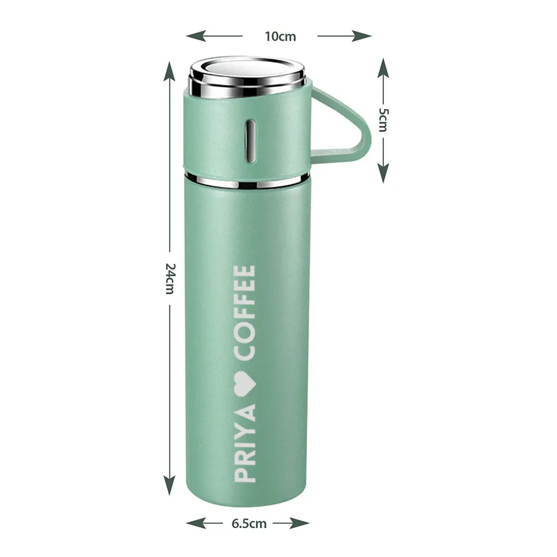 Personalized Thermos Bottle With 2 Cups Gift Box Set for Travel Outdoor - Add Name