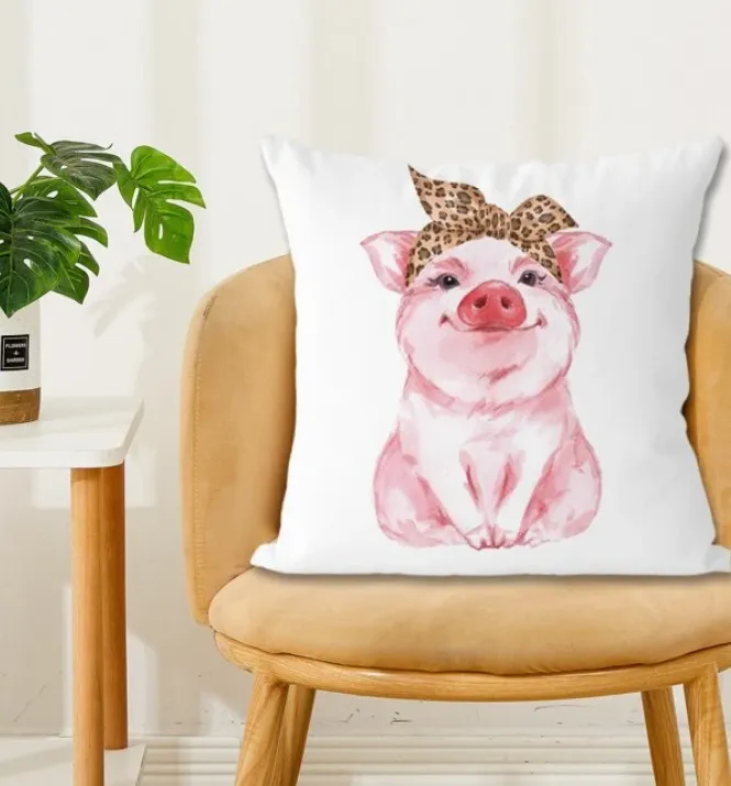 Pig Print Cushion Cover Without Filler