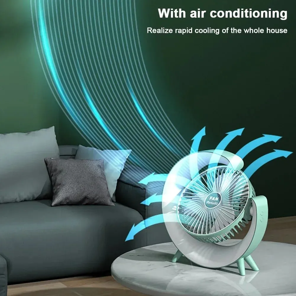 Portable Cooling Fan -  USB Rechargeable Fan with LED 7-Color Lighting