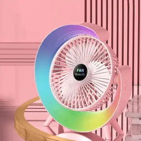 Portable Cooling Fan -  USB Rechargeable Fan with LED 7-Color Lighting