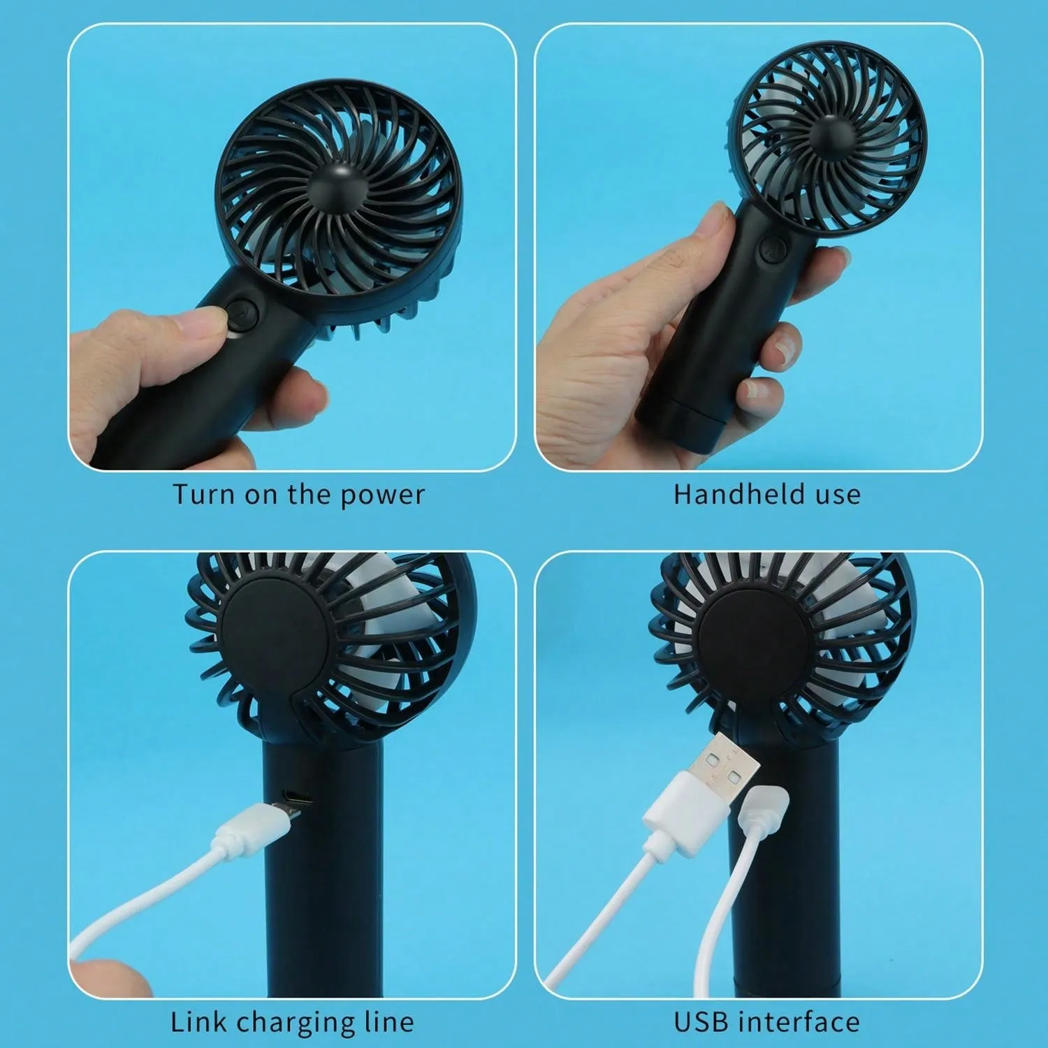 Portable Handheld Fan, 3 Speed Mini USB Fan, 500mAh Rechargeable Battery Fan, Beach Accessories, Small Personal Eyelash Fan For Women Makeup, Office, Outdoor, Summer