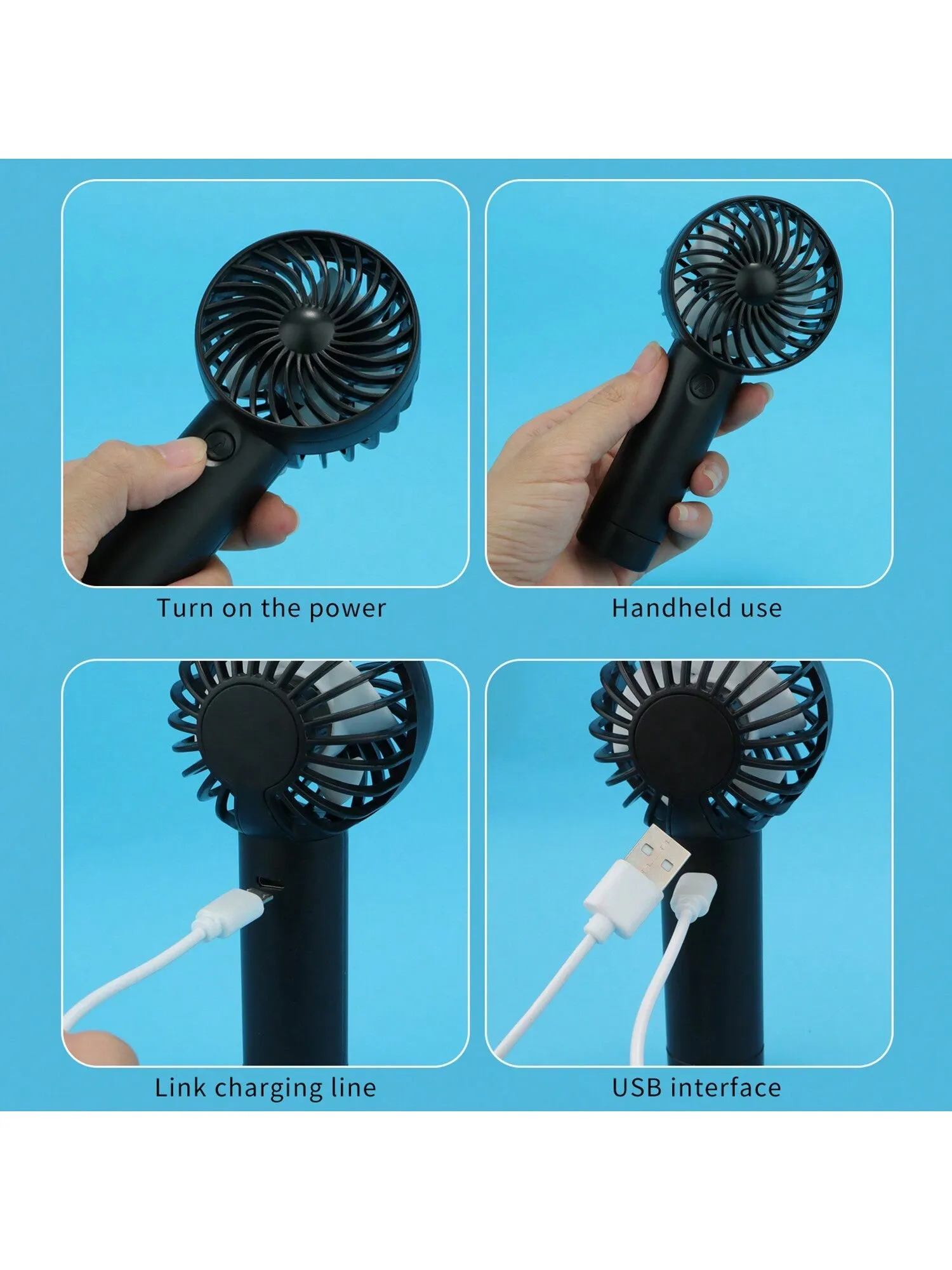 Portable Handheld Fan, 3 Speed Mini USB Fan, 500mAh Rechargeable Battery Fan, Beach Accessories, Small Personal Eyelash Fan For Women Makeup, Office, Outdoor, Summer