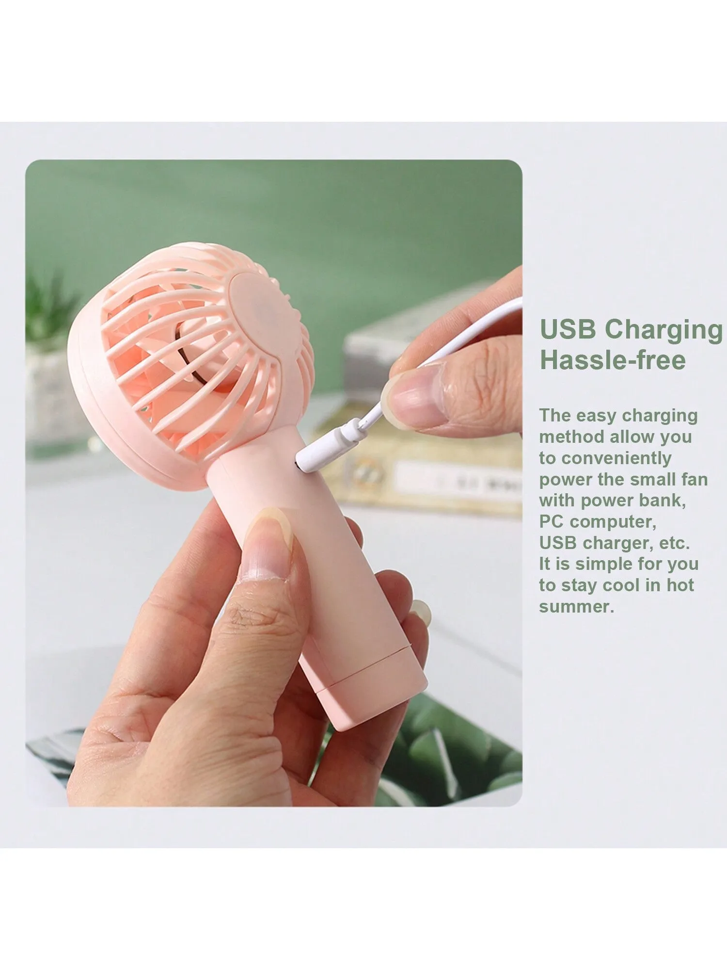 Portable Handheld Fan, 3 Speed Mini USB Fan, 500mAh Rechargeable Battery Fan, Beach Accessories, Small Personal Eyelash Fan For Women Makeup, Office, Outdoor, Summer