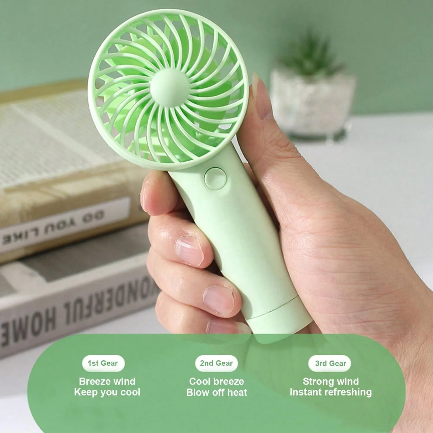 Portable Handheld Fan, 3 Speed Mini USB Fan, 500mAh Rechargeable Battery Fan, Beach Accessories, Small Personal Eyelash Fan For Women Makeup, Office, Outdoor, Summer