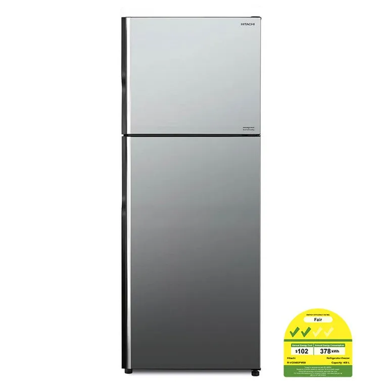 R-VGX480PMS9 407L 2-DOOR GLASS FRIDGE