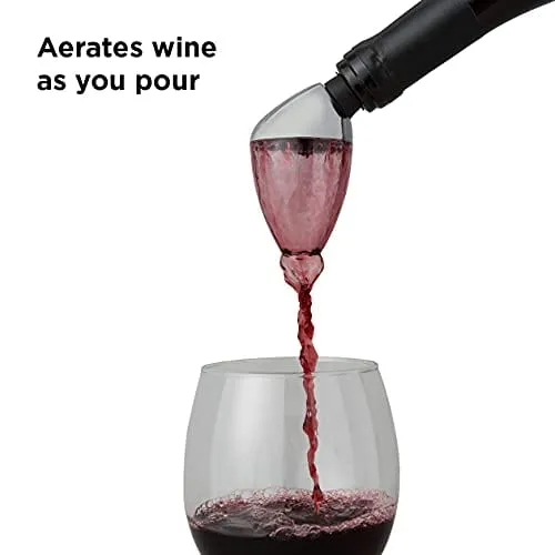 Rabbit Wine Aerator and Pourer, 7-Inch, Silver/Black/Clear