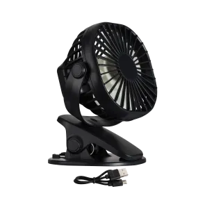 Rechargeable Black Mini Desk/Clip-On Fan