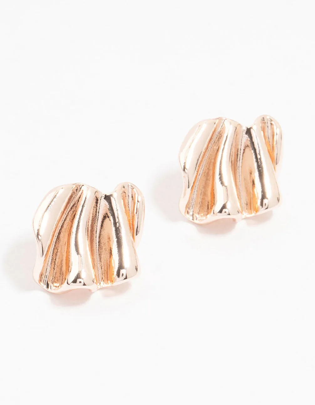 Rose Gold Plated Mini Wave Fan Stud Earrings