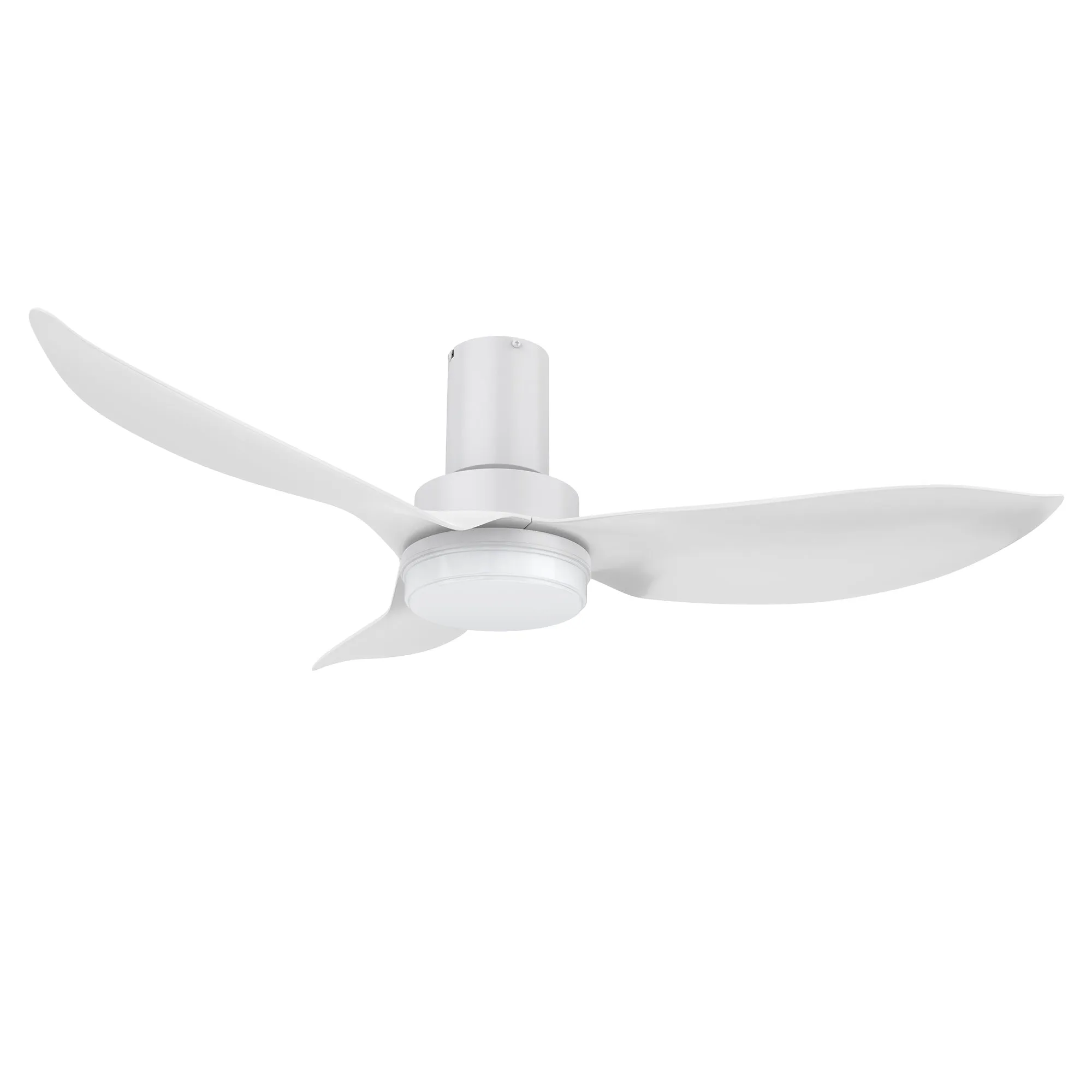 RYNA 45 inch 3-Blade Flush Mount Smart Ceiling Fan with LED Light Kit & Remote- White/White