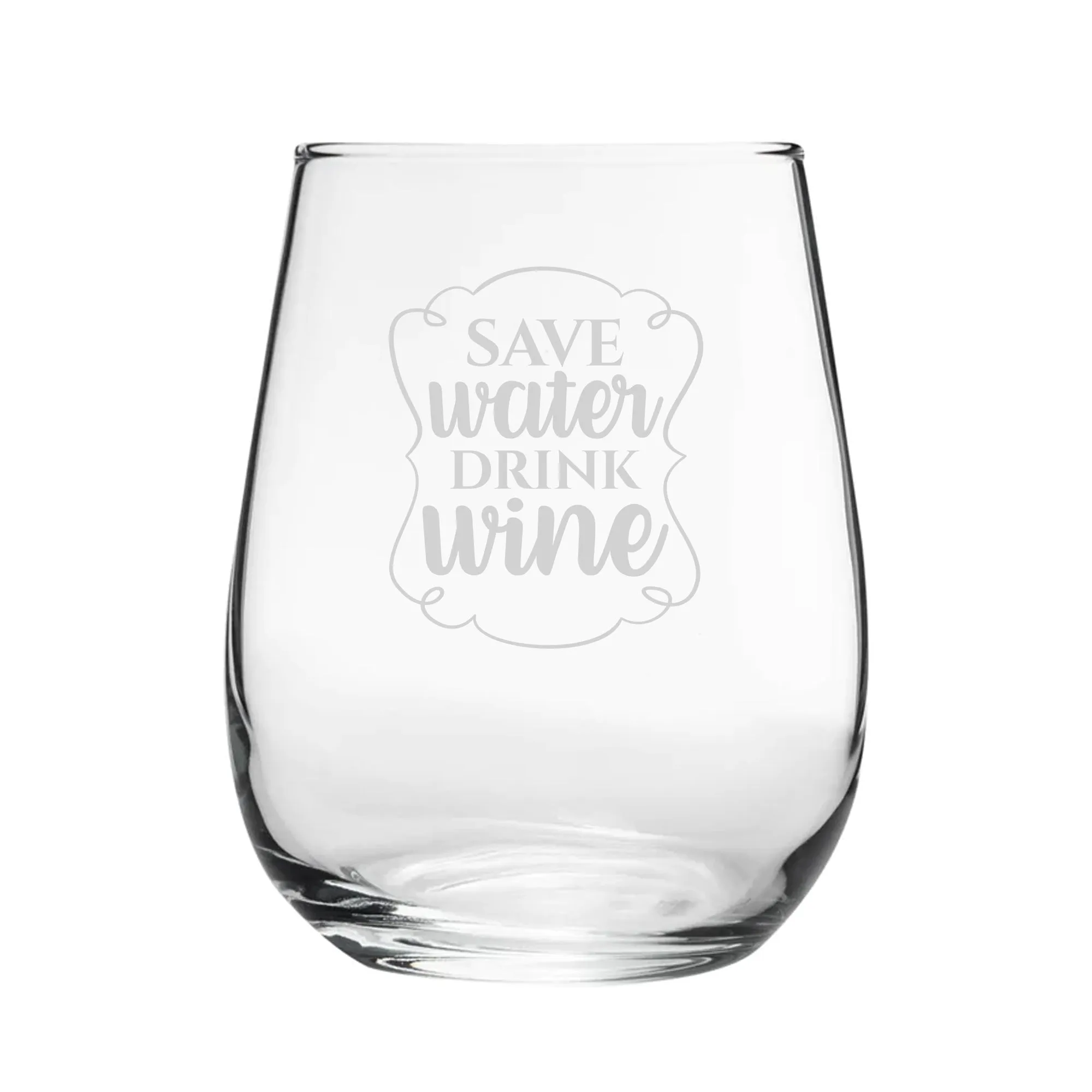 Save Water, Drink Wine - Engraved Novelty Stemless Wine Tumbler