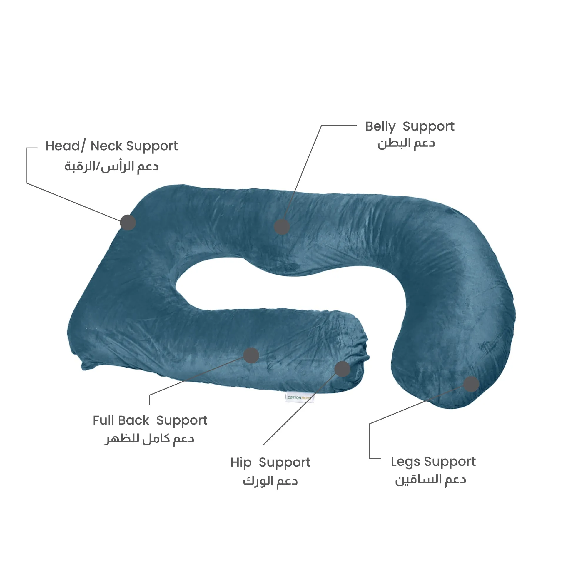 Serenity Velvet Pregnancy Pillow G-Shape Full Body Pillow  With Removable Cover Teal