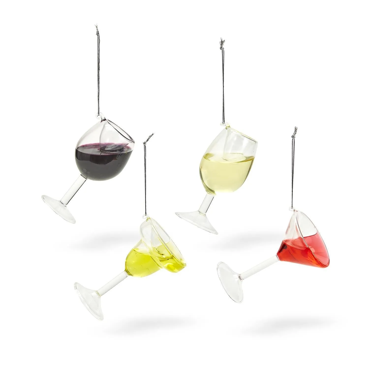 Set of 12 Happy Hour Hand-Crafted Glass Ornament | Real Liquid Inside | Wine, Martini, or Margarita