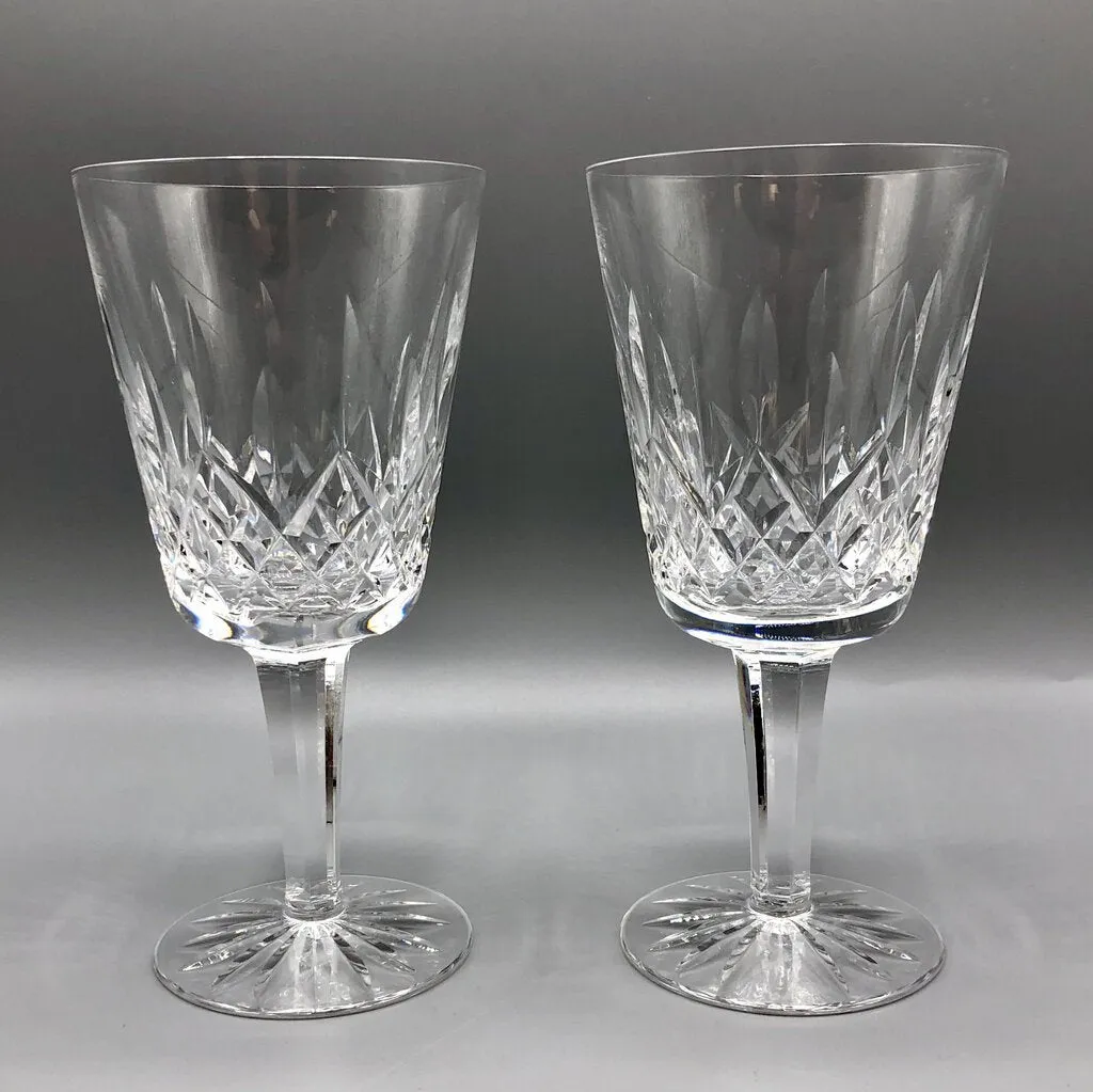 Set of 2 Waterford Lismore Crystal Wine Glasses /b