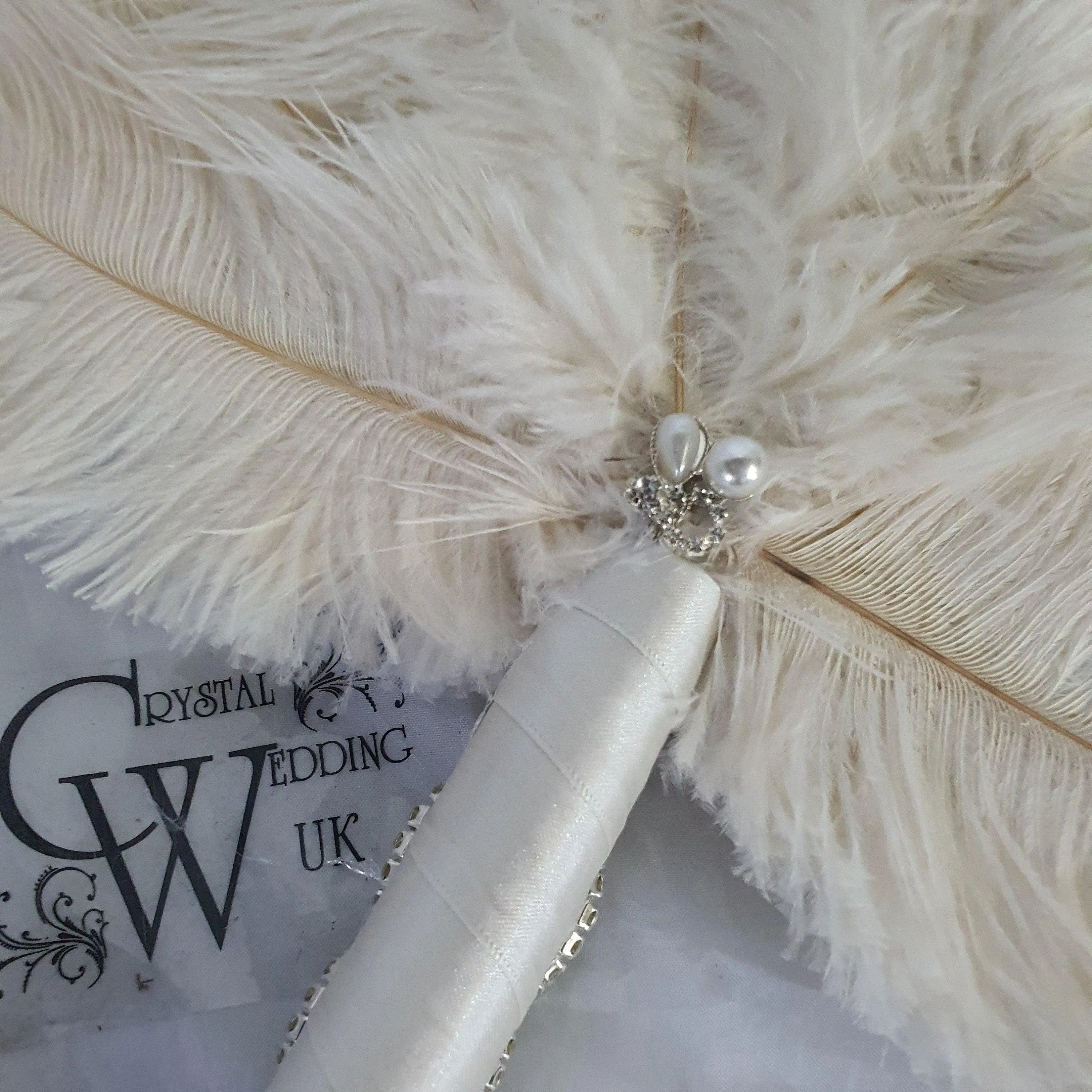 Set of 4 Feather Fan bouquets, Ostrich feathers,Great Gatsby wedding style 1920's - any colour as custom made