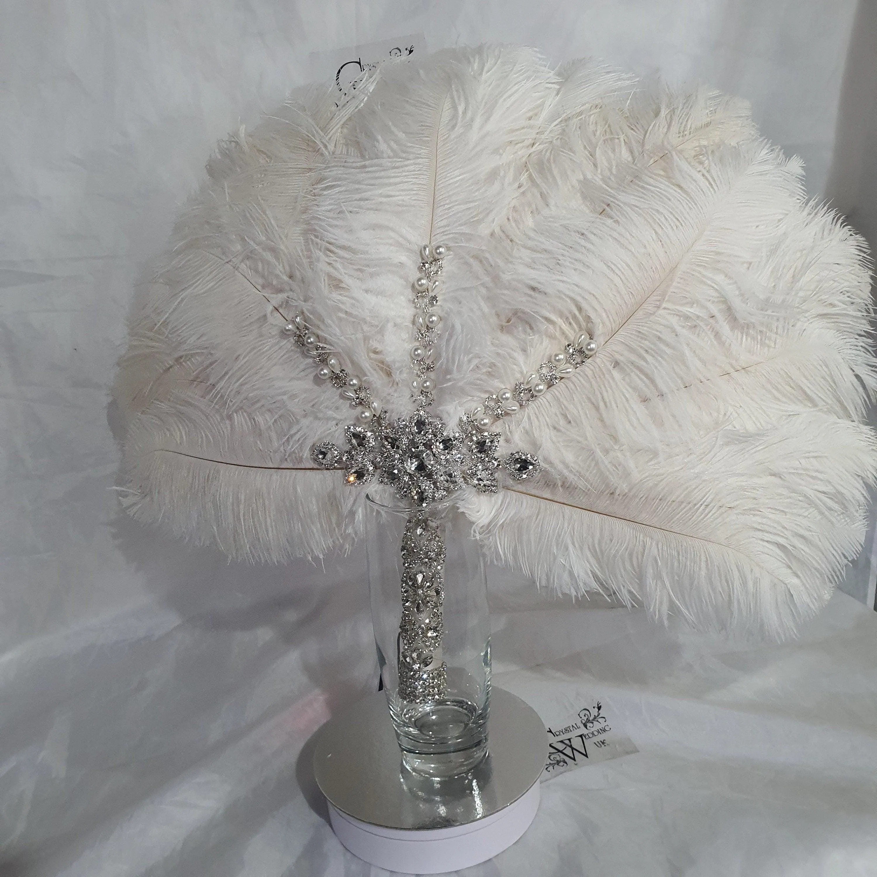 Set of 4 Feather Fan bouquets, Ostrich feathers,Great Gatsby wedding style 1920's - any colour as custom made