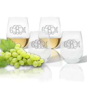 Stemless Etched Wine Tumblers