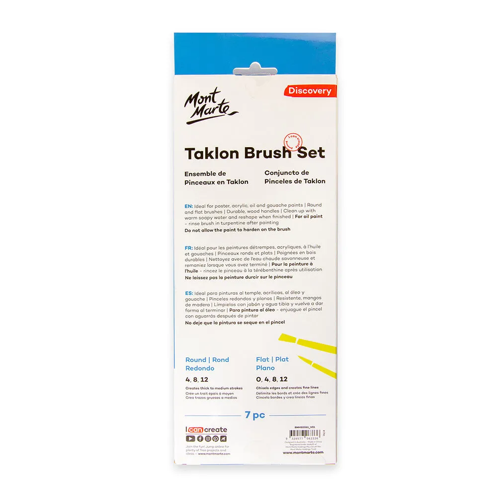 Taklon Brush Set Round and Flat Discovery 7pc