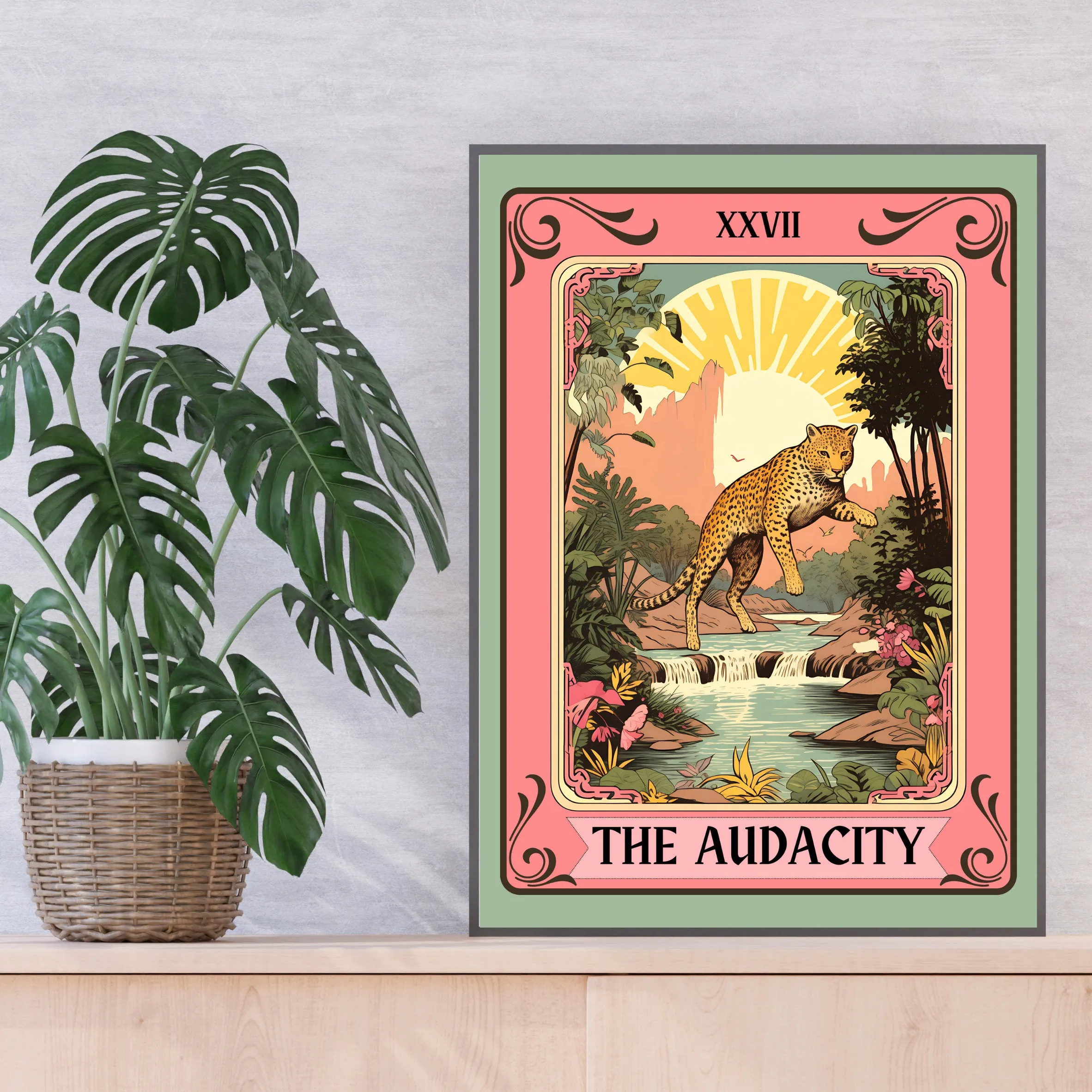 The Audacity Tarot Card - Leopard Wall Art Boho - Cheetah Wall Art - The Audacity Print - The Audacity Poster - Tarot Wall Art -