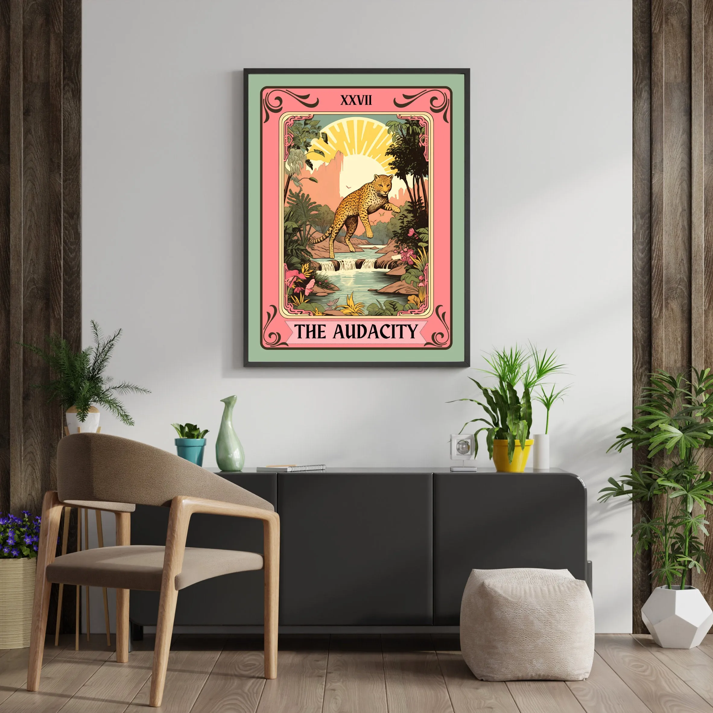 The Audacity Tarot Card - Leopard Wall Art Boho - Cheetah Wall Art - The Audacity Print - The Audacity Poster - Tarot Wall Art -