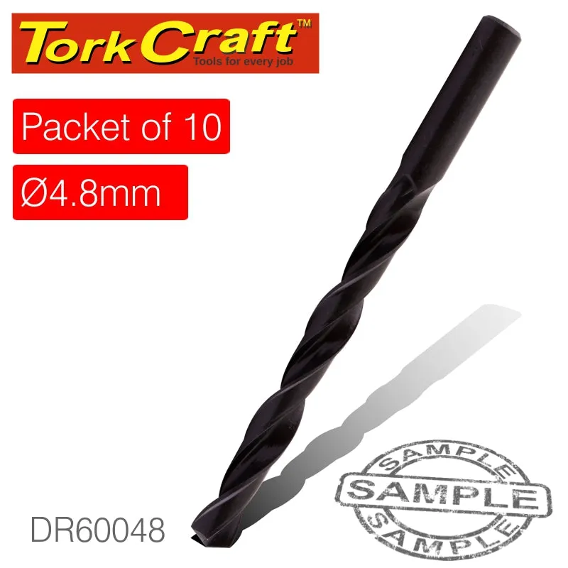 TORK CRAFT DRILL BIT HSS STANDARD 4.8MM PACKET OF 10 DR60048