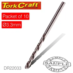 TORK CRAFT DRILL HSS 3.3MM 135DEG 10 PACK INDUSTRIAL BIT DR22033