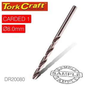 TORK CRAFT DRILL HSS 8.0MM 135DEG 1/CARD INDUSTRIAL BIT DR20080