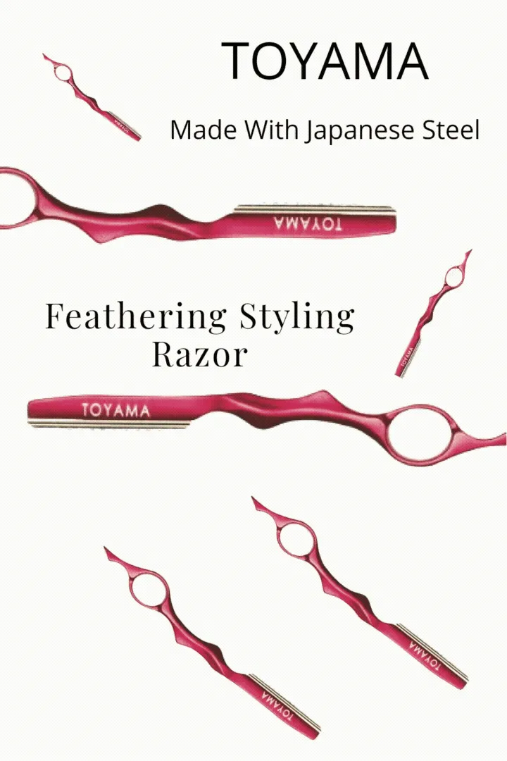 Toyama Professional Razor Aluminium With Japanese Steel Blades  - RED-  Feather Styling Razor