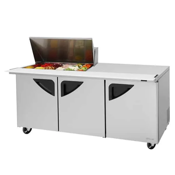 Turbo Air TST-72SD-15M-N 73" 3-Solid Door Prep Table and Undercounter