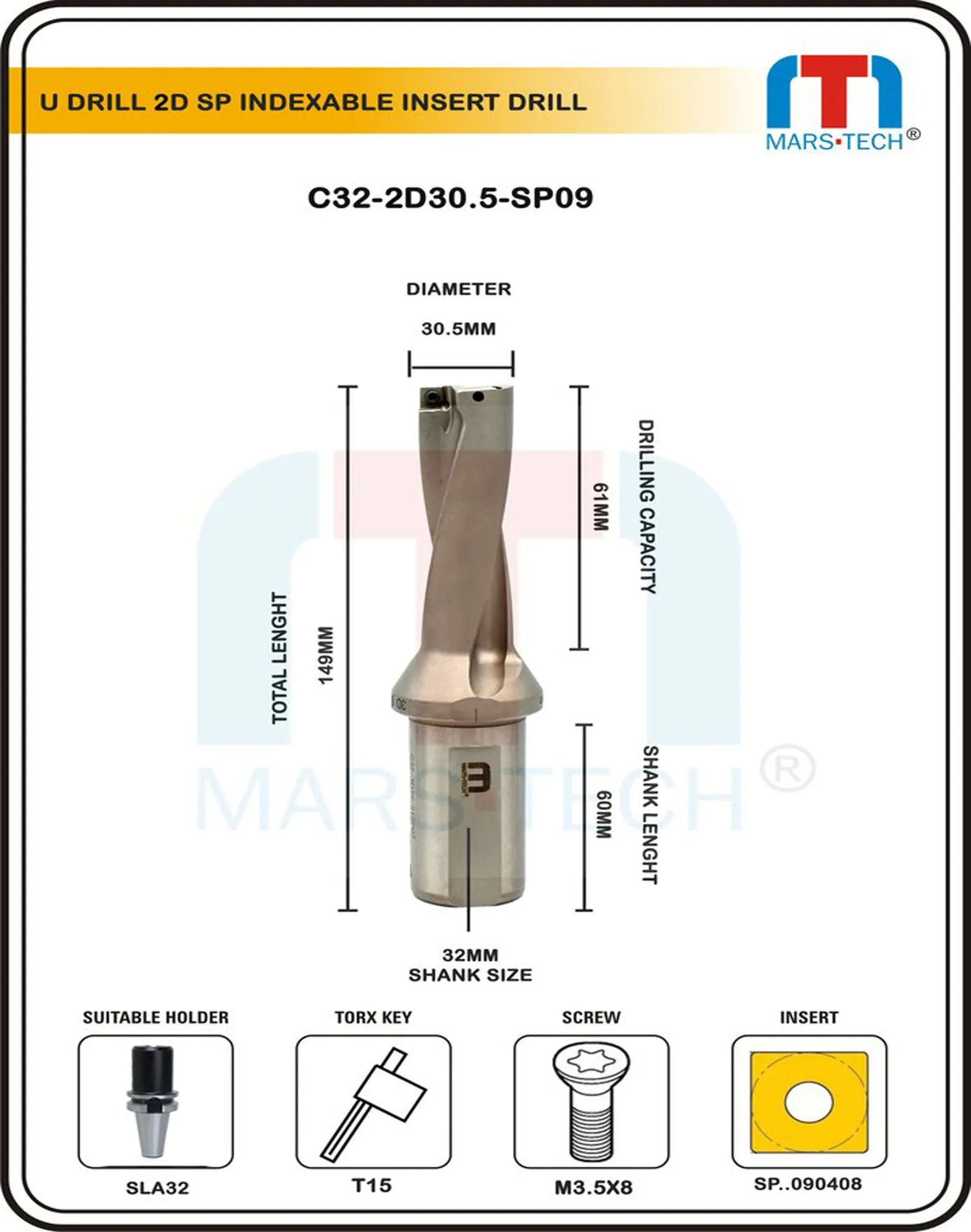 U Drill 30.5mm