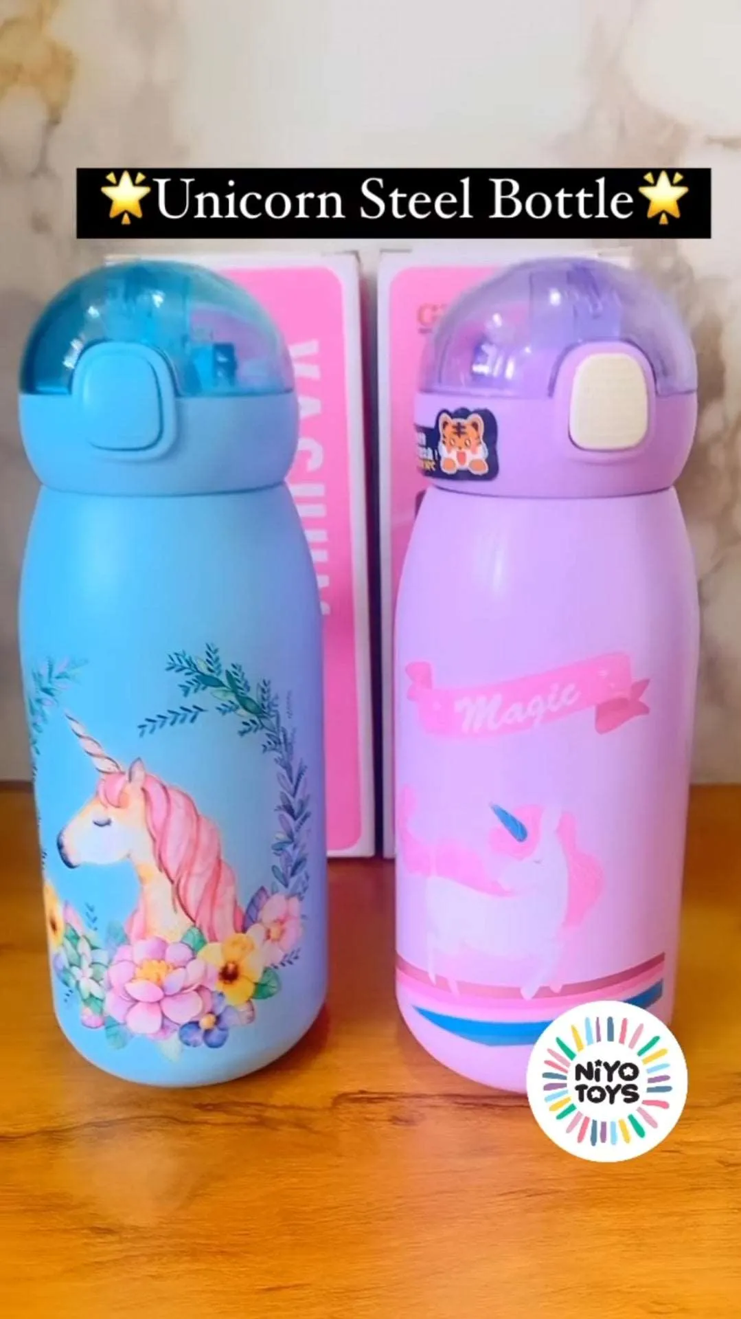 Unicorn cute stainless steel Sipper water bottle 450ml