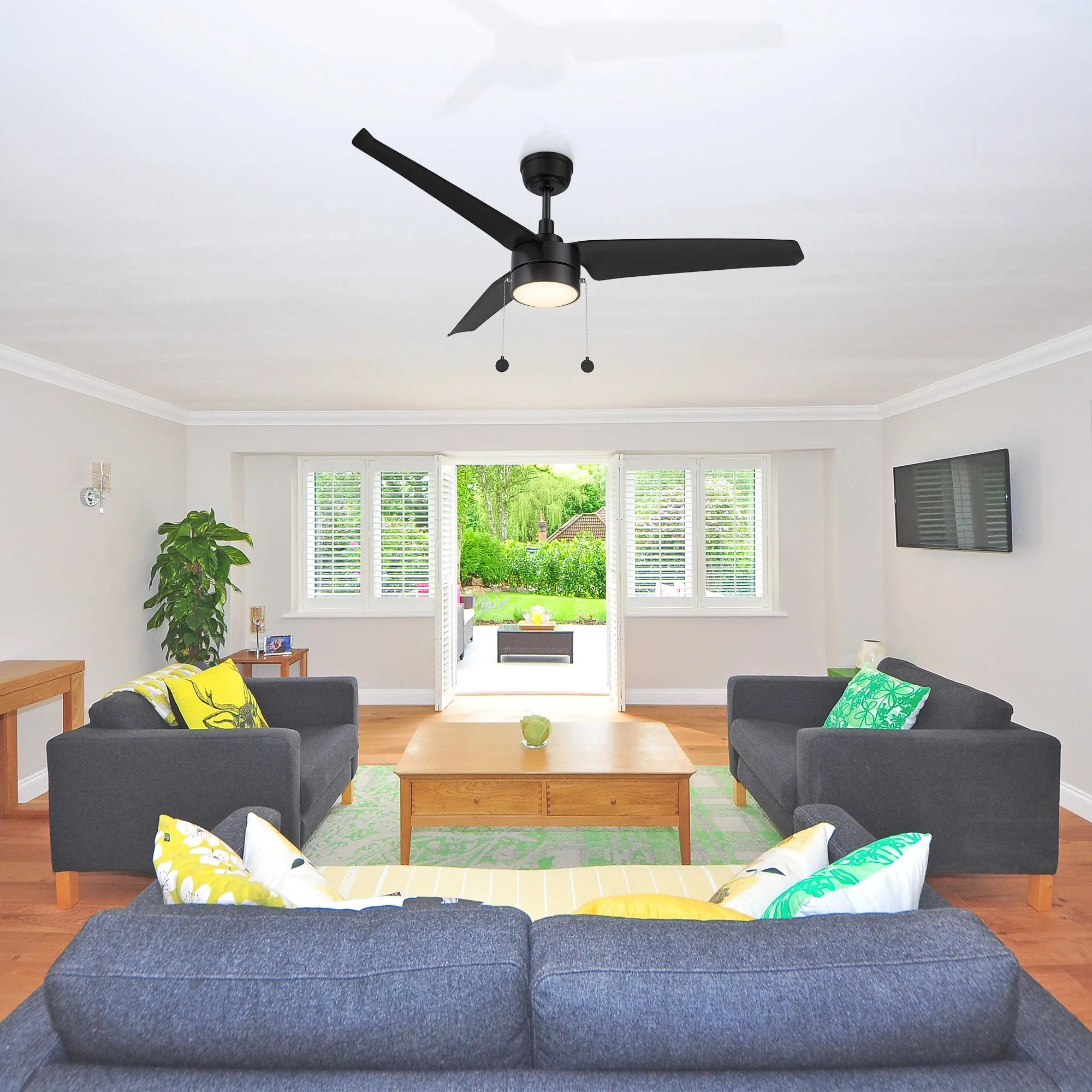 Venteto 52 Inch Ceiling Fan with LED Light and Pull Chain