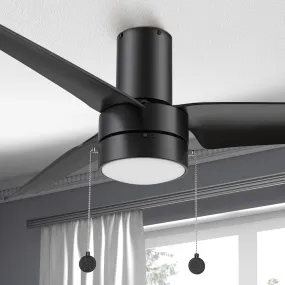 Vesper Flush Mount Ceiling Fan with LED Light and Pull Chain 52 inch