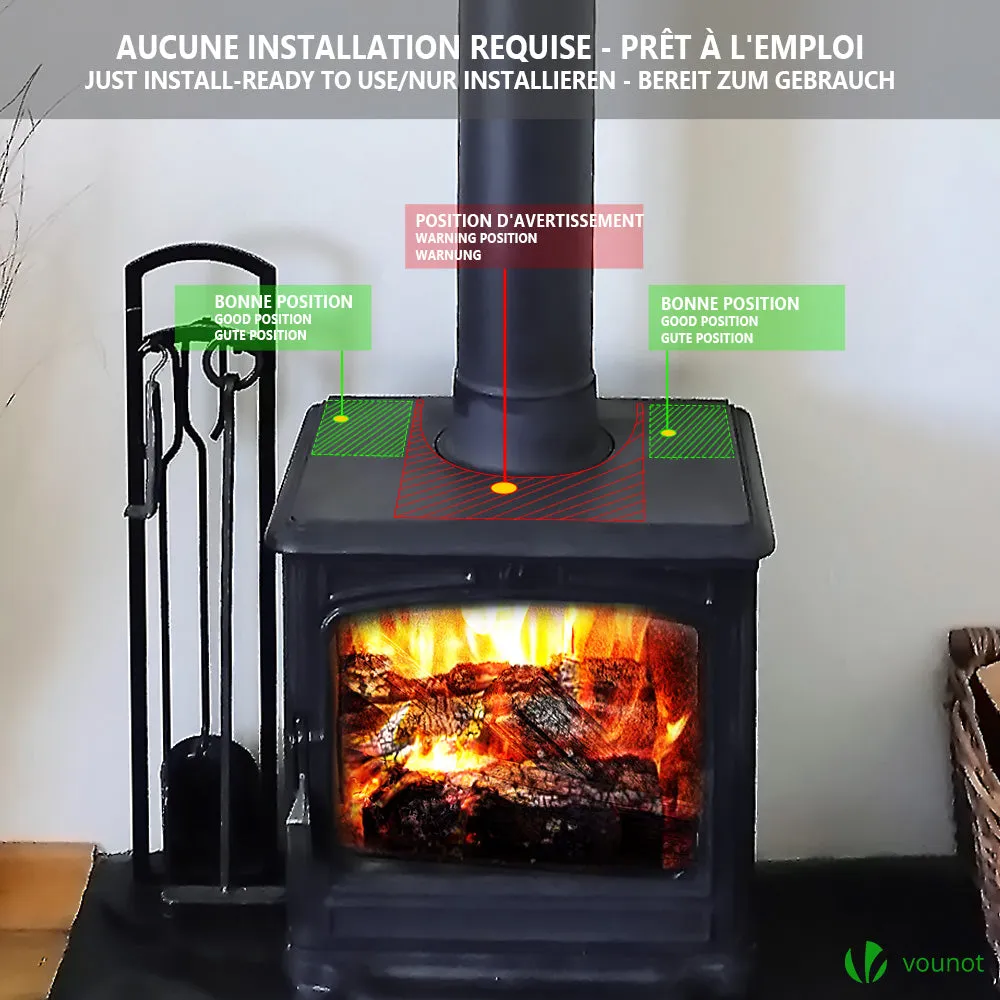 VOUNOT 4 Blade Log Burner Fan Stove Fan for Wood Burning, Eco Heat Powered Fireplace Fan