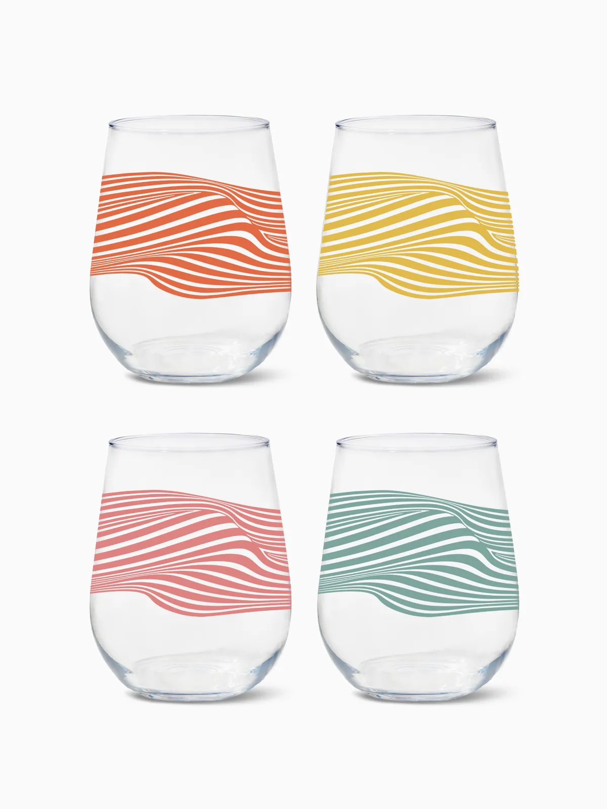 Wavy Ripple - RESERVE 16oz Stemless Wine Tritan™ Copolyester Glass