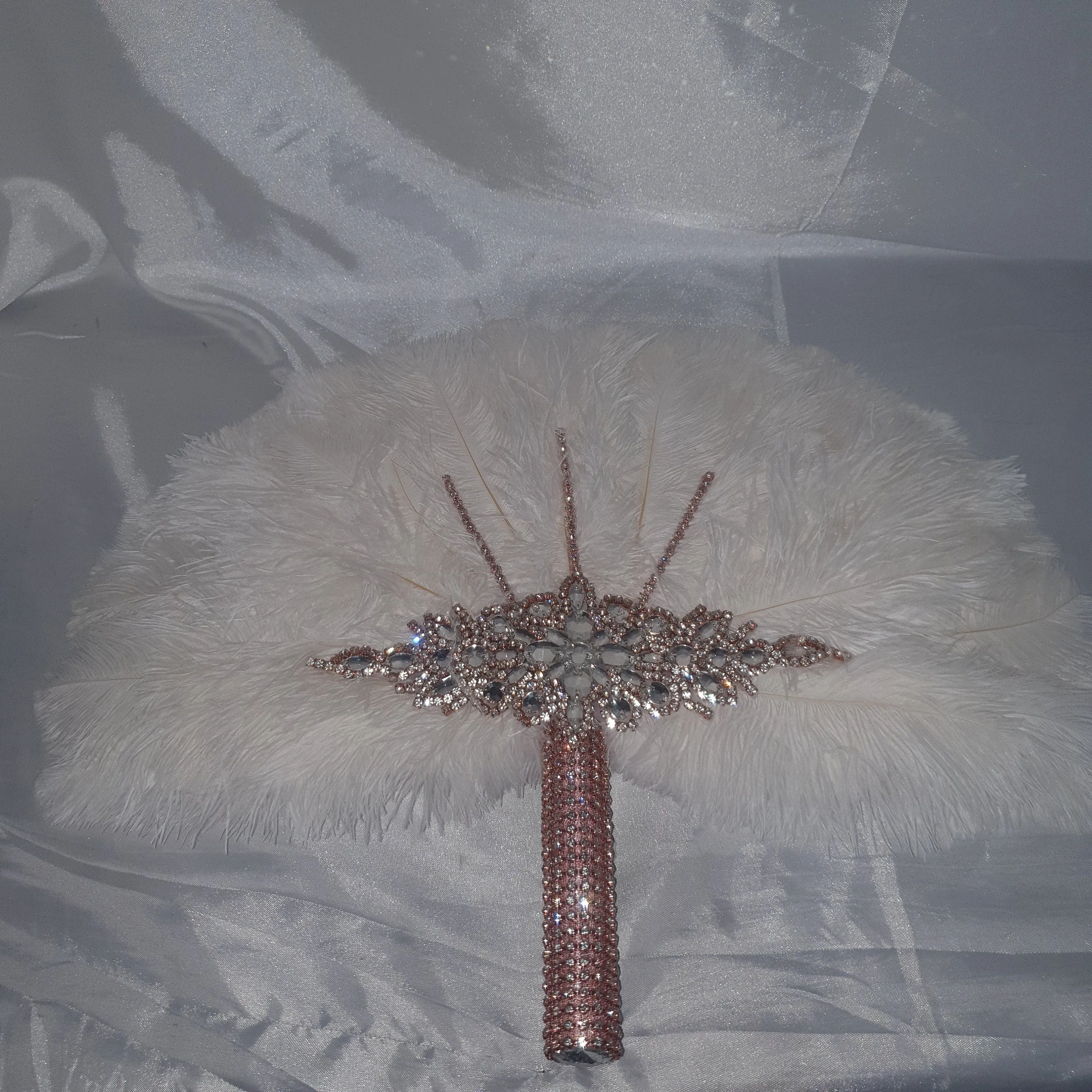 Wedding feather fan, brides black ostrich fan, wedding hand fan, Great Gatsby  any colour as custom made to order by Crystal Wedding UK