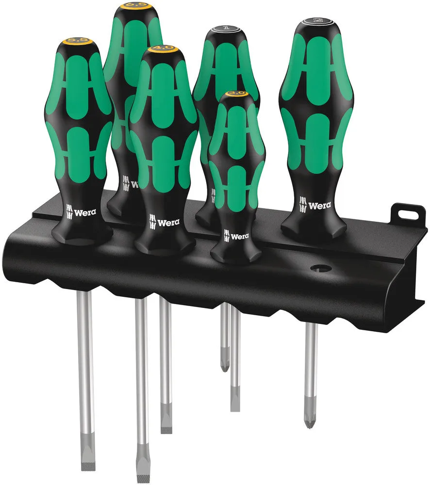 Wera 105656 6pc 334/355/6 Kraftform Plus Lasertip Screwdriver Set, PZ/SL