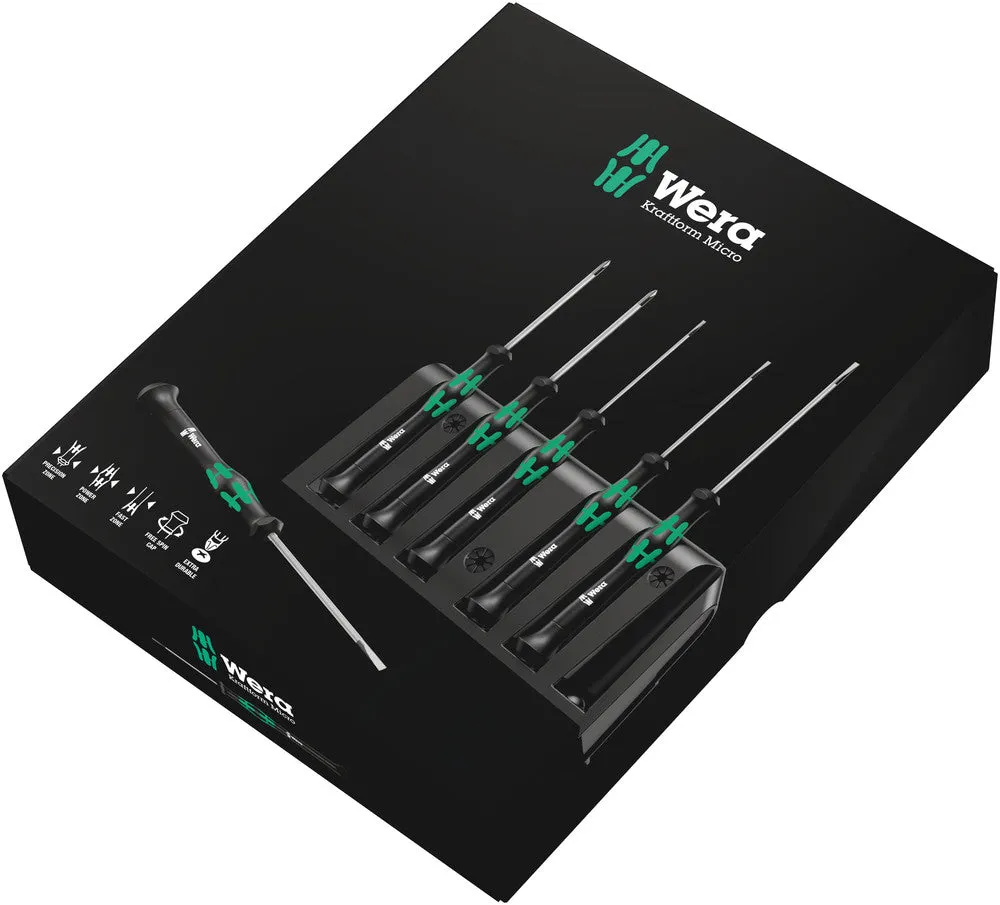 Wera 118150 6pc 2035/6 A Screwdriver Set and rack for electronic applications