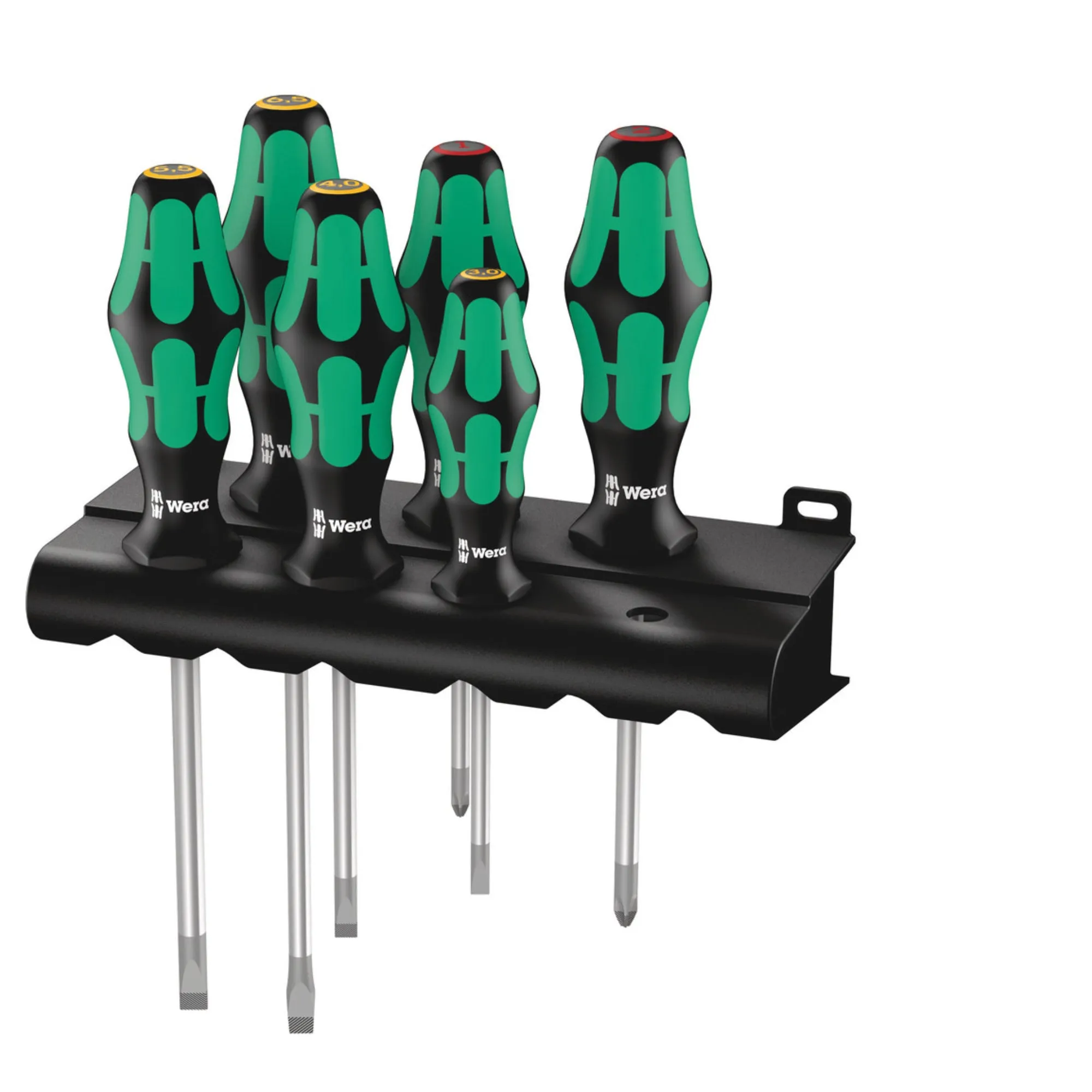 Wera Screwdriver Set 334/6 Kraftform Plus Lasertip with Rack, 6 Pieces