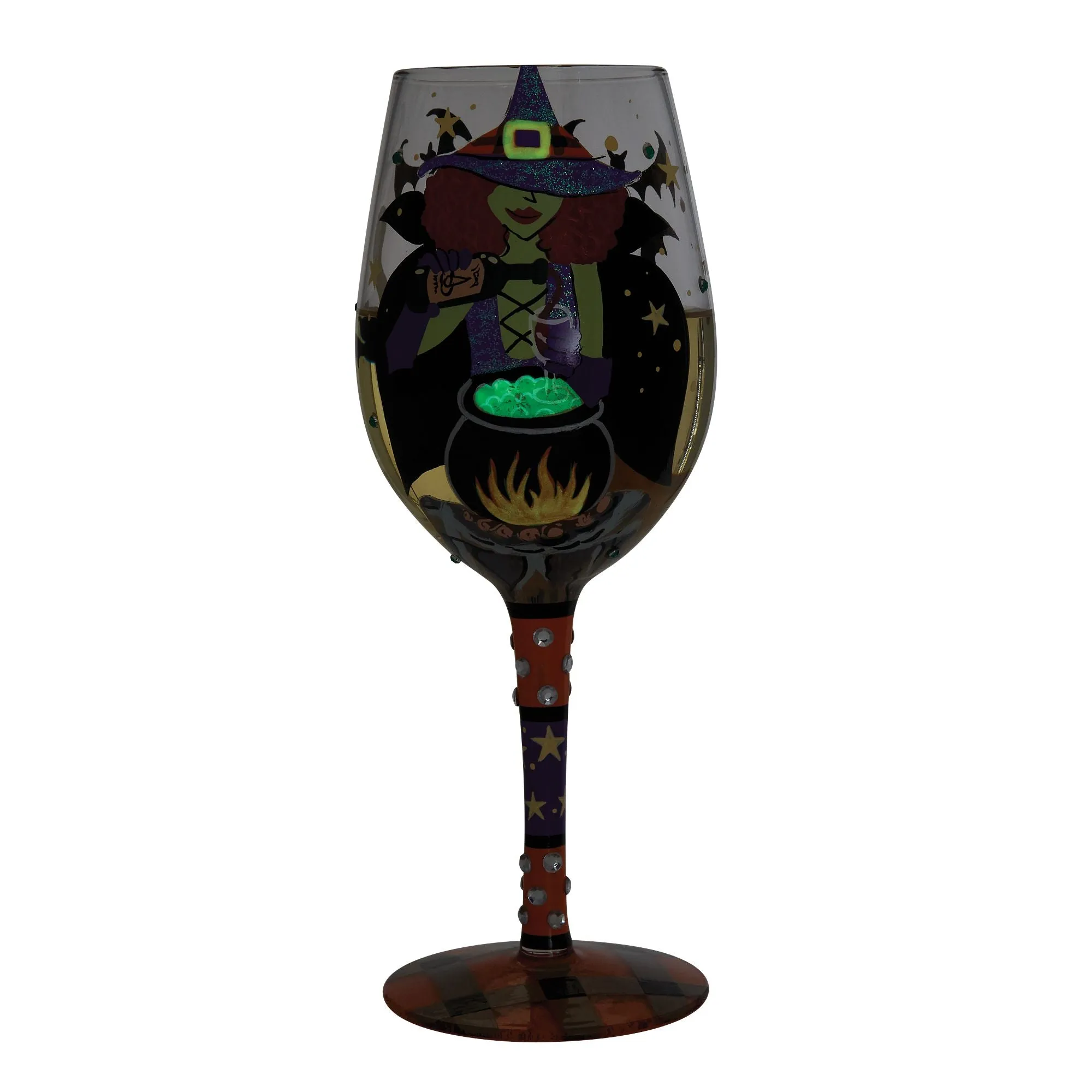 Working Witch Hand Painted Wine Glass