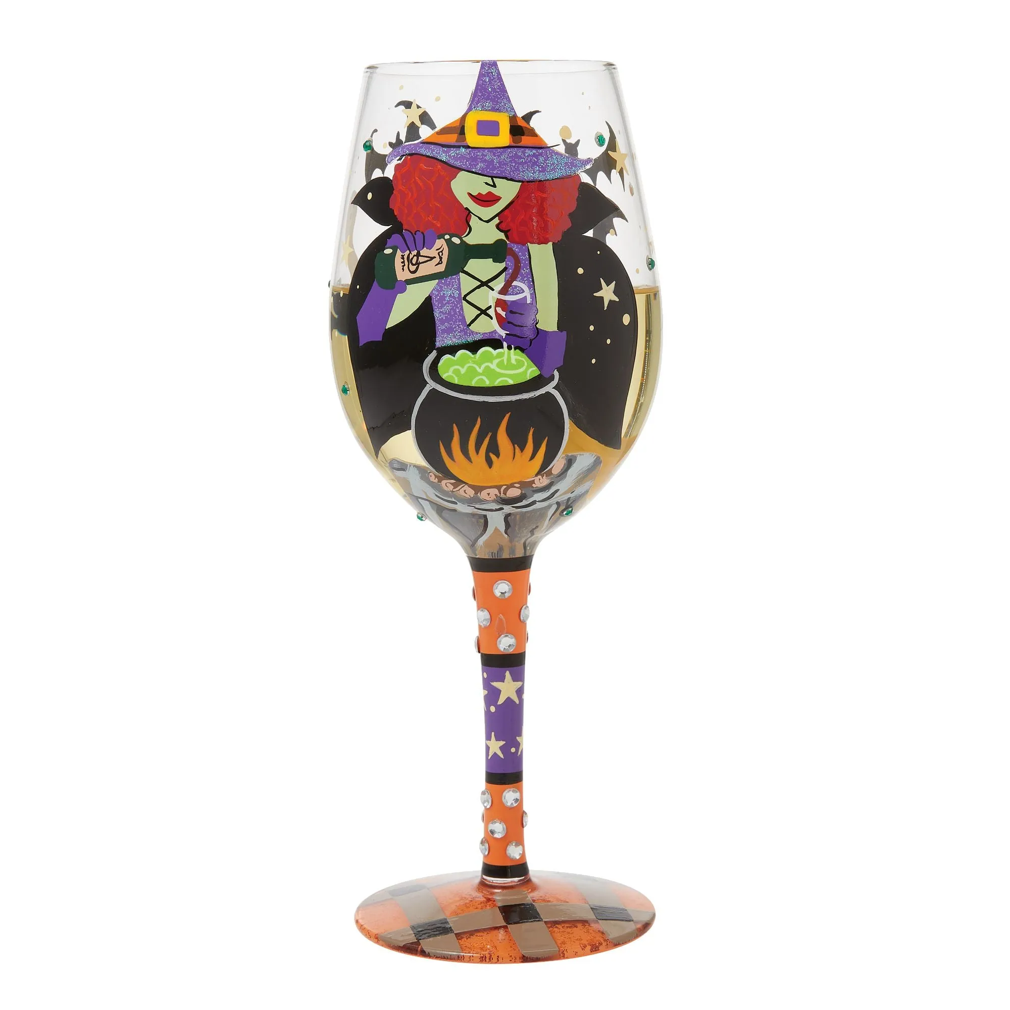 Working Witch Hand Painted Wine Glass