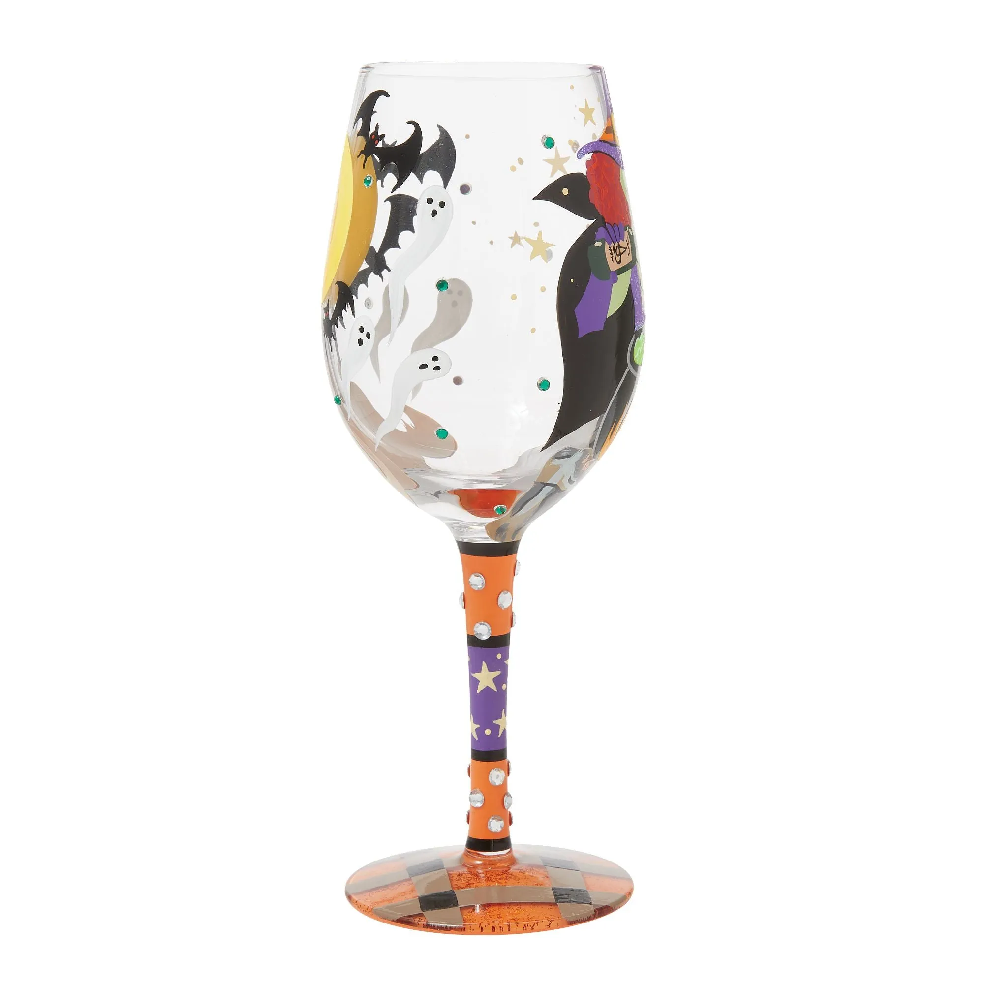 Working Witch Hand Painted Wine Glass