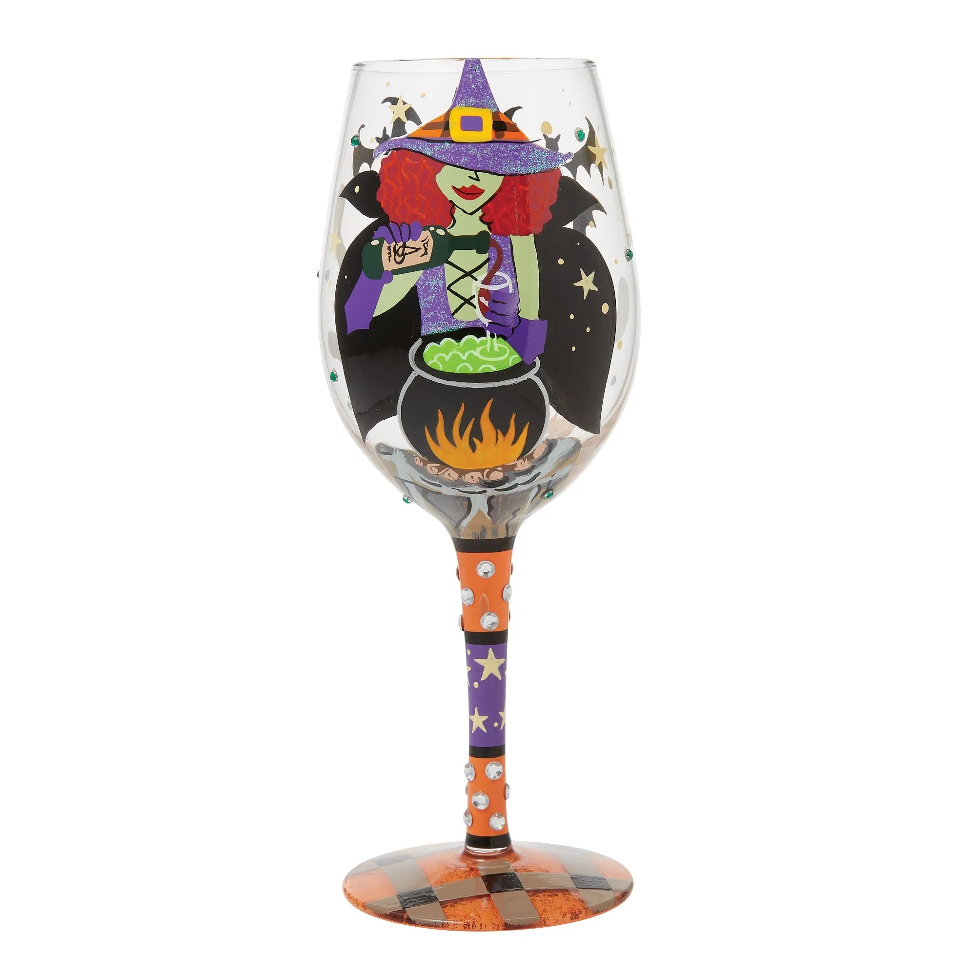 Working Witch Hand Painted Wine Glass