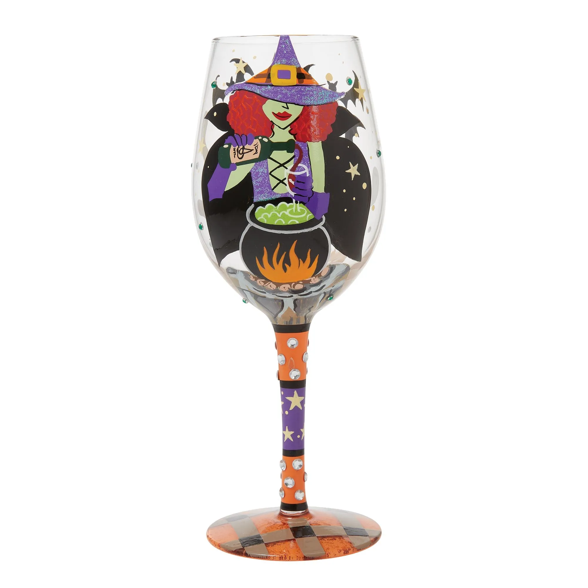 Working Witch Hand Painted Wine Glass