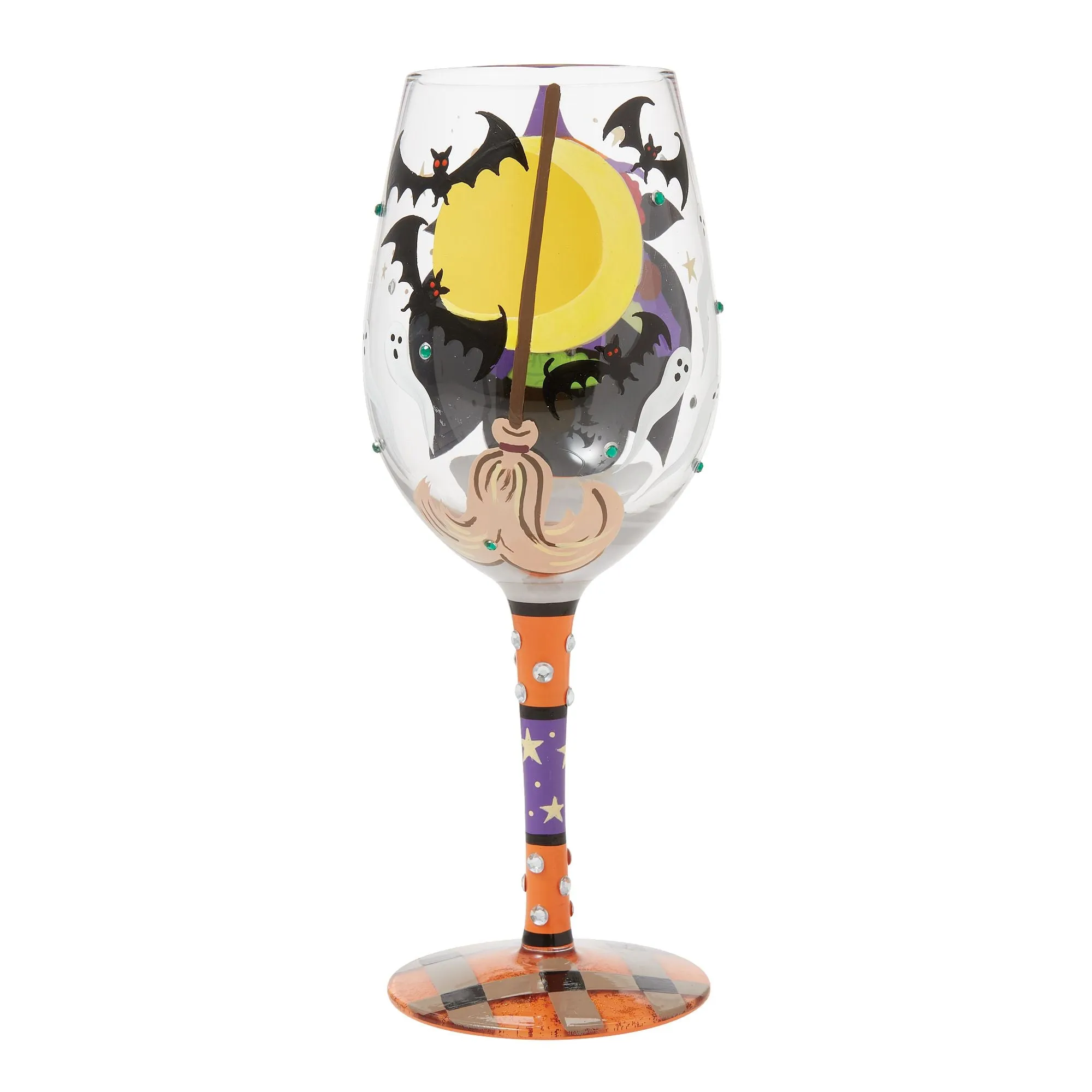 Working Witch Hand Painted Wine Glass