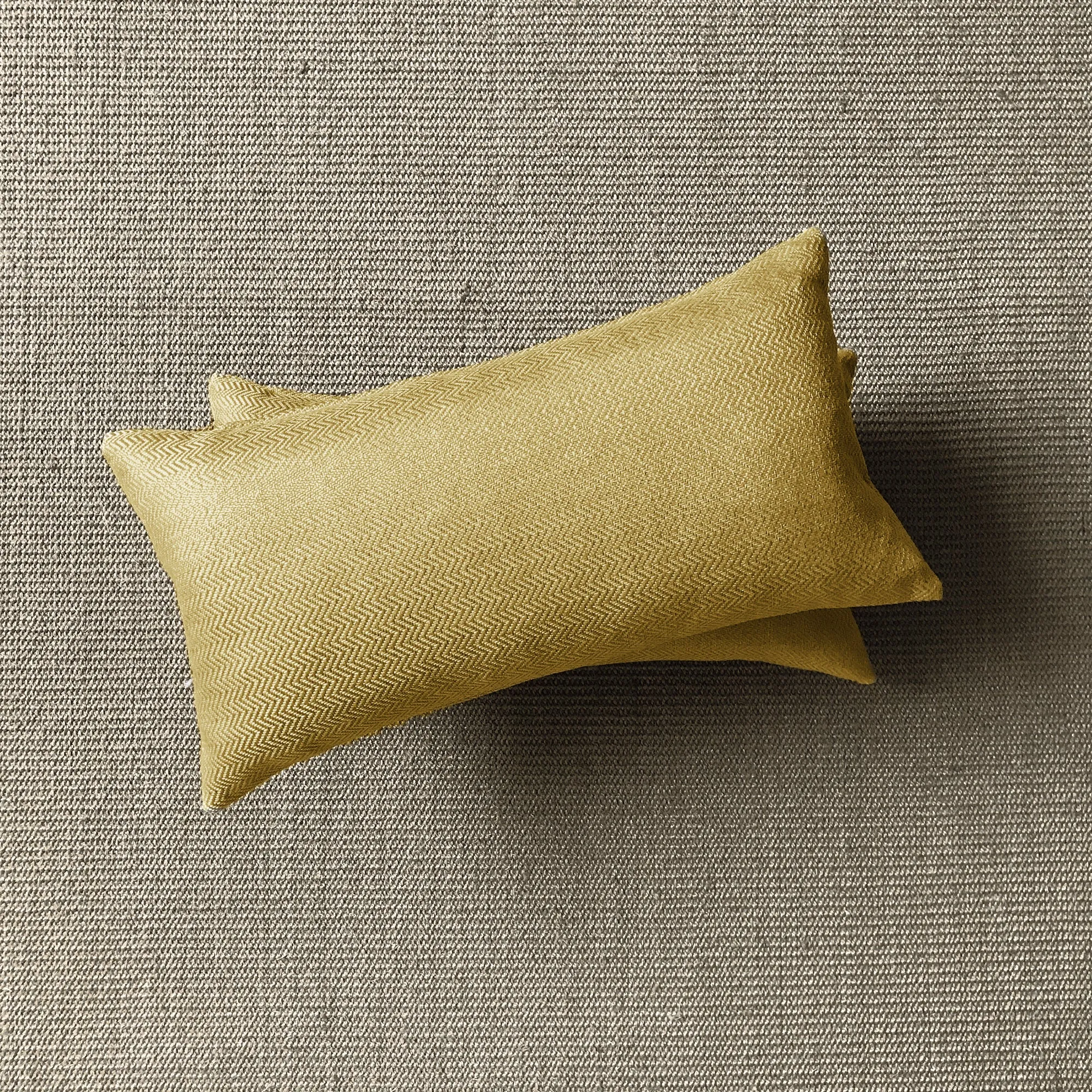 Yellow Herringbone Woven Lumbar Pillow Cover 11x21